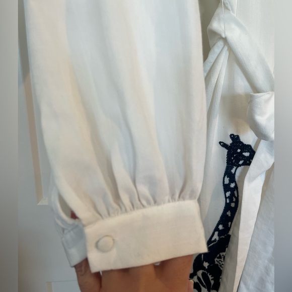 ELOQUII Relaxed White Applique Button Down Giraffe Dress Resort Safari 20 NWT - Picture 8 of 16